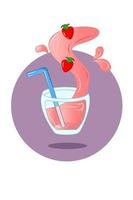 Fresh strawberry juice vector illustration