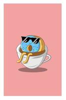 Donuts bath in a chocolate cup vector illustration