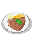 Steak and fries vector illustration