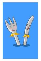 Fork and dinner knife vector illustration