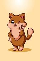 Brown cat with cute pose illustration vector