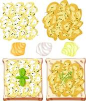 Scrambled eggs on bread isolated vector