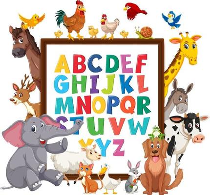 A-Z Alphabet board with wild animals