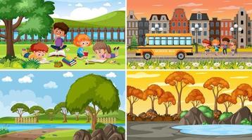 Set of different nature background scenes vector