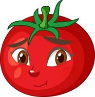 Tomato cartoon character with face expression on white background vector