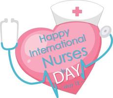 Happy International Nurses Day font with stethoscope and cross symbol vector