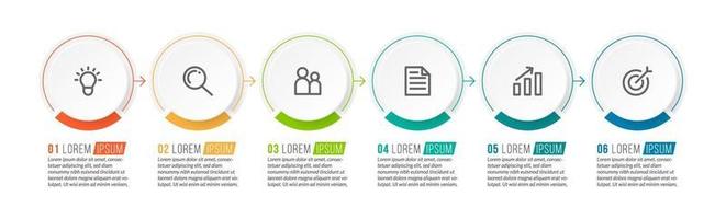 Business Process Icons With 6 successive steps vector