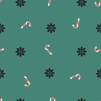 Christmas Seamless pattern with candies and flowers vector