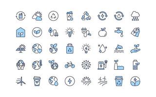 set of eco environment thin line icons, vector