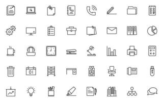 set of office thin line icons, work, job vector