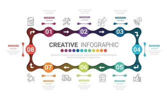 Circle Infographic thin line design and 8 options or steps. Infographics for business concept. Can be used for presentations banner, workflow layout, process diagram, flow chart. vector