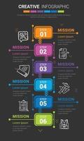 Infographic design elements for your business with 6 options, parts, steps or processes, Vector Illustration.