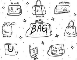 Set of doodle bags vector