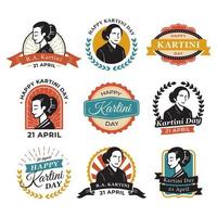 Kartini Day Vintage Stickers vector