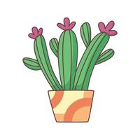 cactus, caricatura, garabato, mano, dibujado, concepto, vector, kawaii, ilustración vector