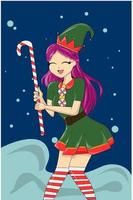 Beautiful girl bringing Christmas candy vector