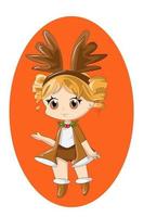 Chibi Christmas with deer costume vector