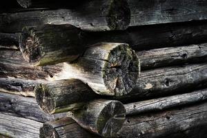 Corner of an old wooden cabin photo