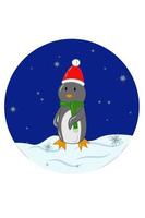 Christmas penguin with Christmas scarf and hat vector