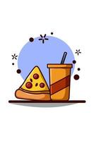 soft drink with pizza illustration flat design vector