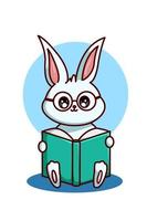 conejo de anteojos leyendo un libro vector
