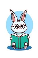 A spectacled rabbit reading a book vector