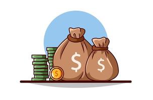Coins and money sacks vector