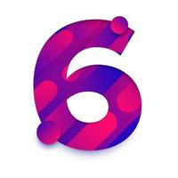 Number with abstract gradient background. Number 6 vector