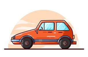 dibujo a mano de ilustración de coche naranja vector