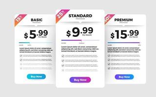 UI User Interface Price List vector