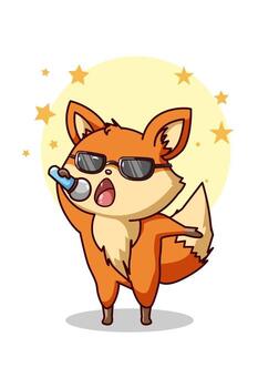 A singer fox vector illustration