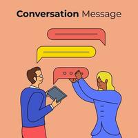 People having a conversation with chat box bubbles vector