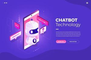 Chatting with artificial intelligence chatbot vector