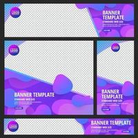 Set of standard web banners with colorful abstract geometric designs vector