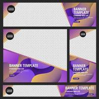 Set of standard web banners with colorful abstract geometric designs vector