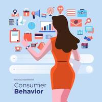 Consumer behavior analysis icons vector