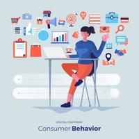 Consumer behavior analysis icons vector