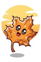 Illustration of cute autumn leaf at dusk vector