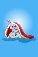 Two rabbits in the red blanket vector