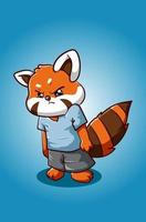 The angry red panda illustration vector