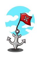 Anchor with flag illustration vector