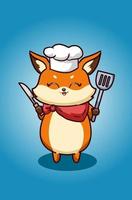 The fox chef illustration vector