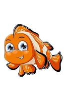 A cute little orange clown fish, design animal cartoon vector illustration