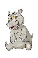 funny and cute cartoon baby hippo vector