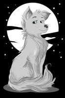 A handsome white wolf with blue eyes at the night sky vector