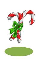 Two christmas candies with green ribbon illustration vector