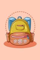 ilustración de mochila escolar azul amarillo vector