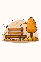 Autumn day in a curb with tree illustration vector