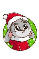 A gray rabbit wearing a Christmas costume vector