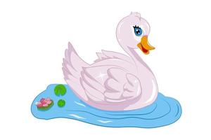 Beautiful pink goose on a river, design animal cartoon vector